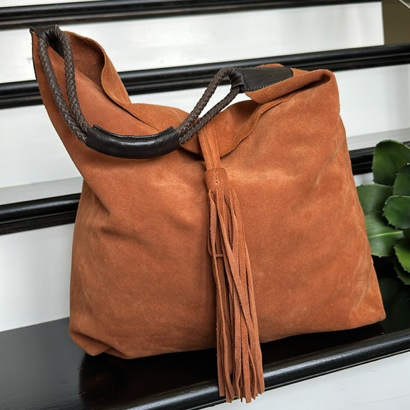 Maurizio Taiuti Genuine Italian Suede Leather Tote Hobo Bag like new - Picture 3 of 11